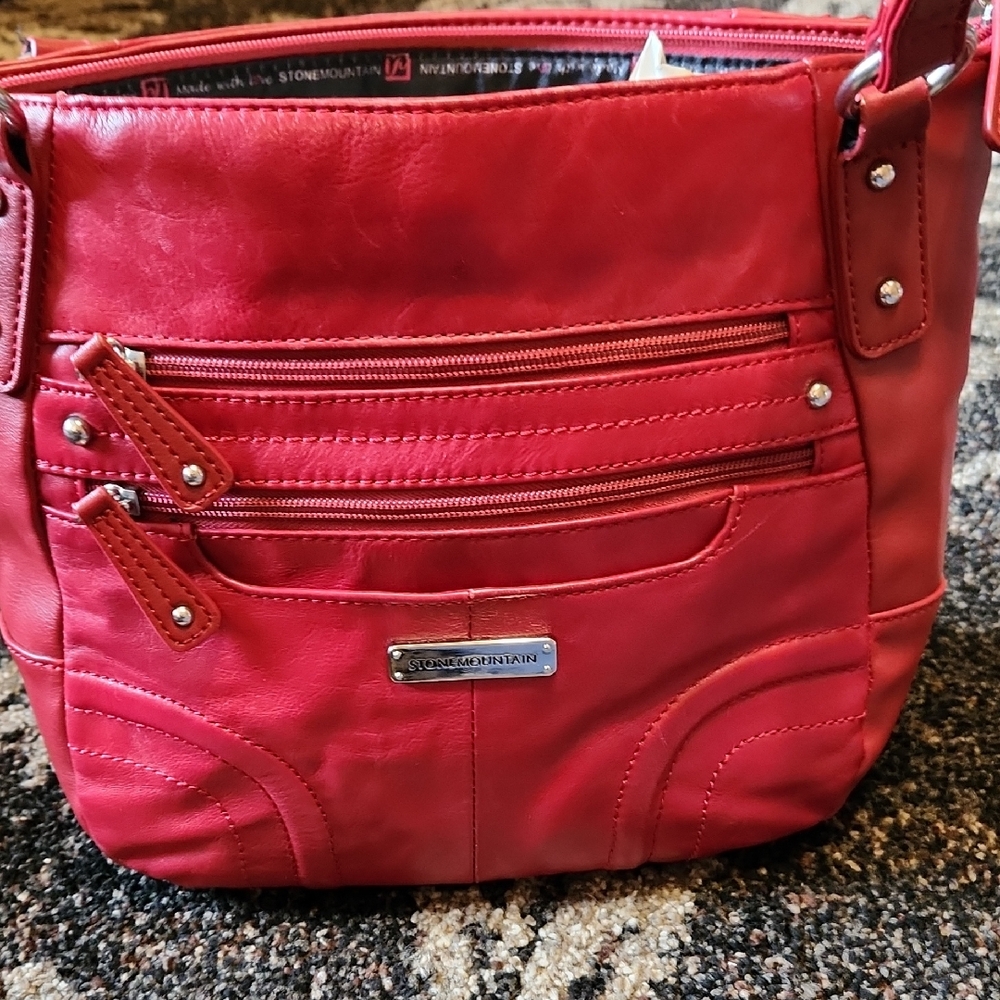 Stone Mountain Accessories Red Faux Leather Shoulder Crossbody Bag